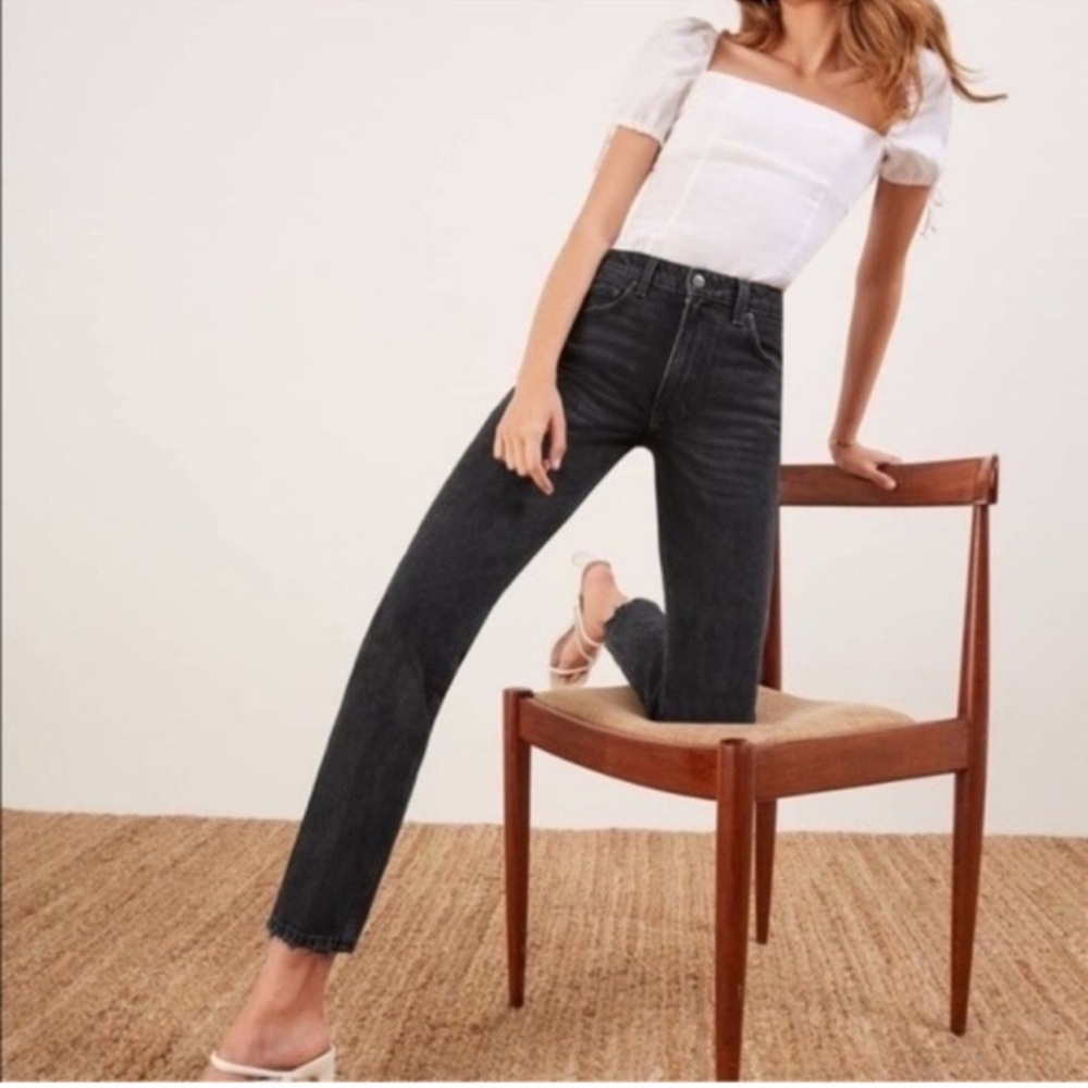 Reformation Black Straight Leg Jeans
